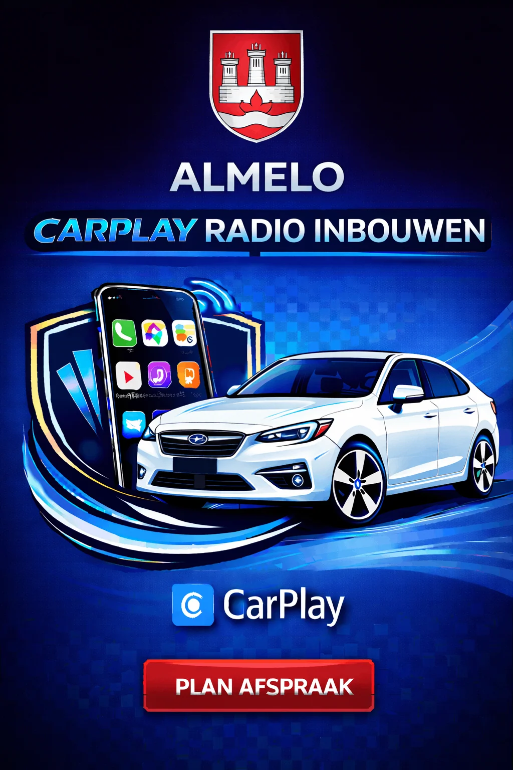 Modern auto-interieur met helder CarPlay scherm
