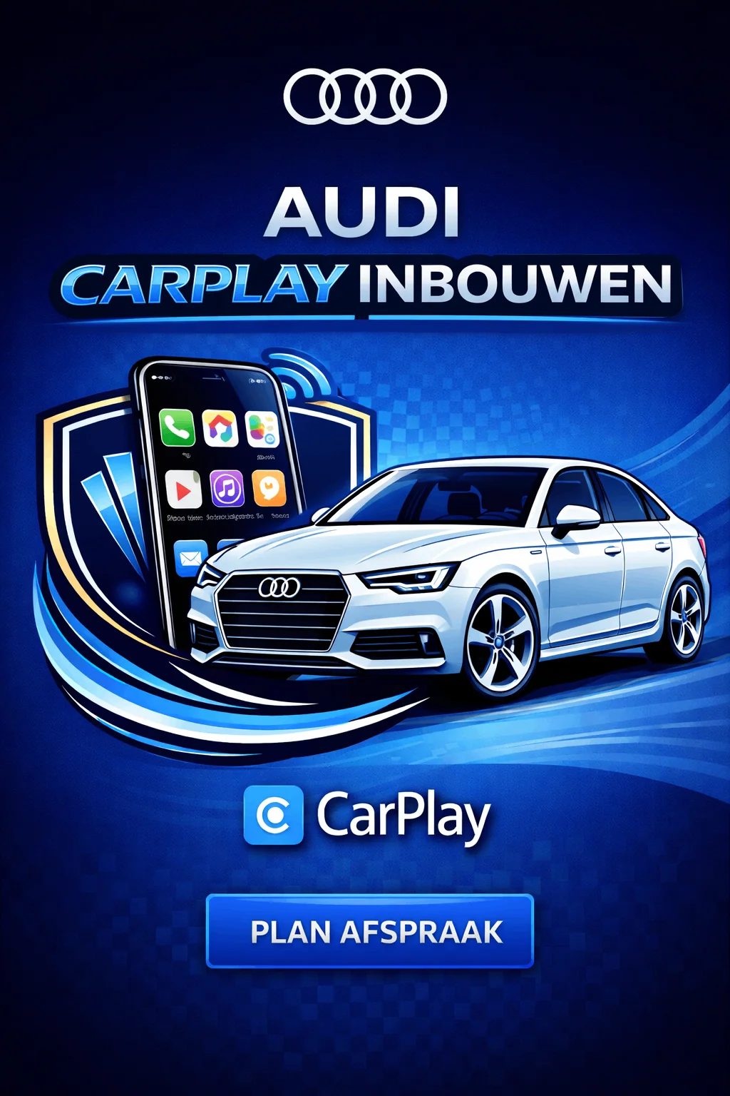 Luxe Audi interieur met Apple CarPlay op het MMI scherm