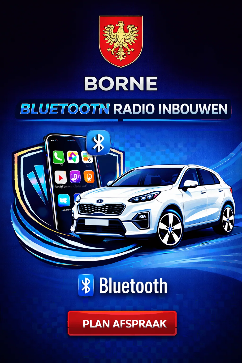 Luxe auto interieur met CarPlay navigatie systeem