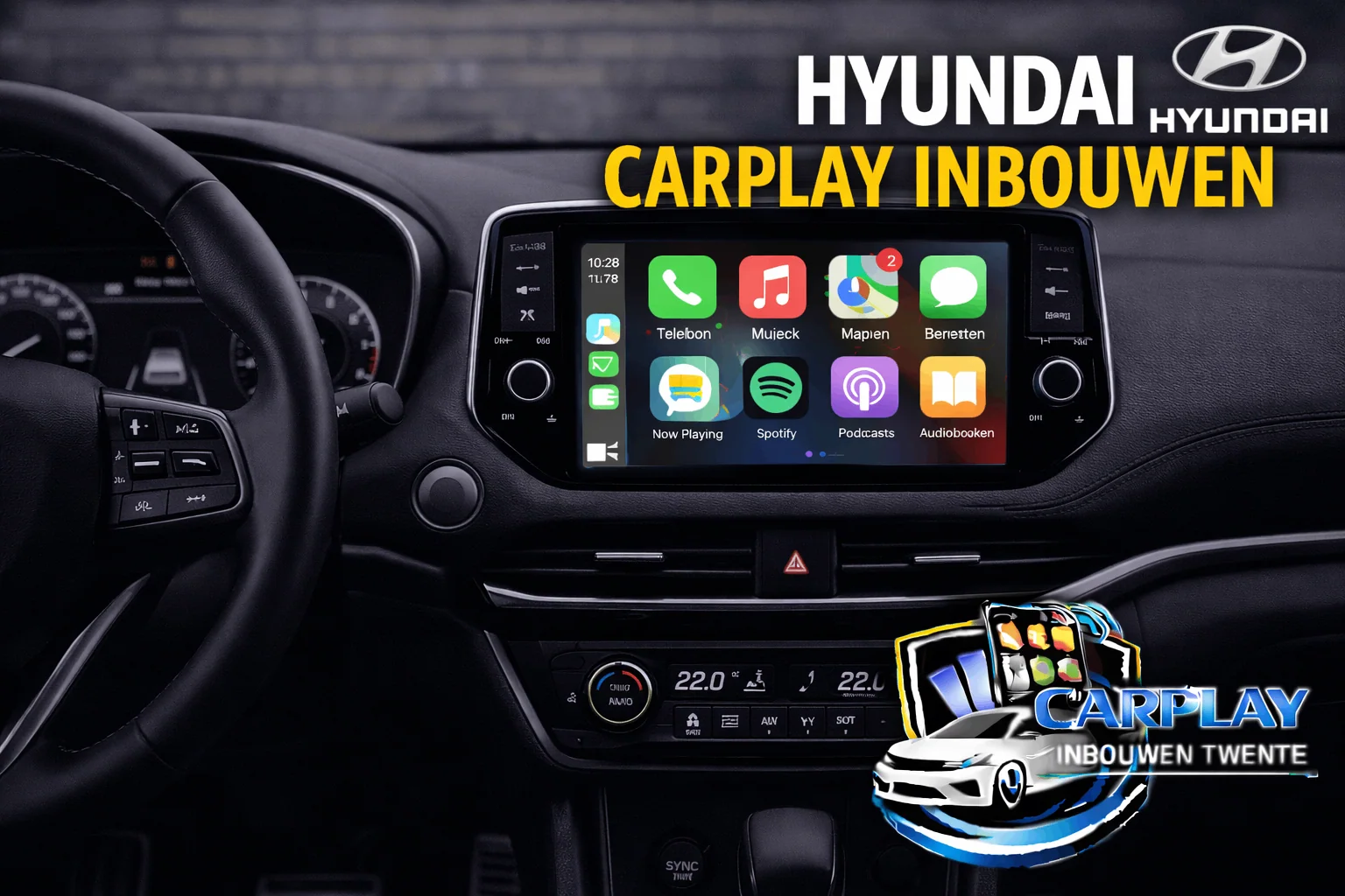 Close-up van Nissan Qashqai dashboard met nieuw CarPlay scherm