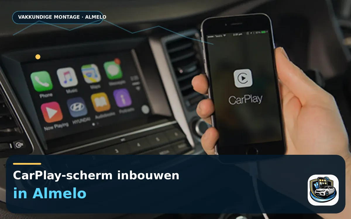 CarPlay inbouwen Almelo — CarPlay-scherm en smartphone tijdens gebruik