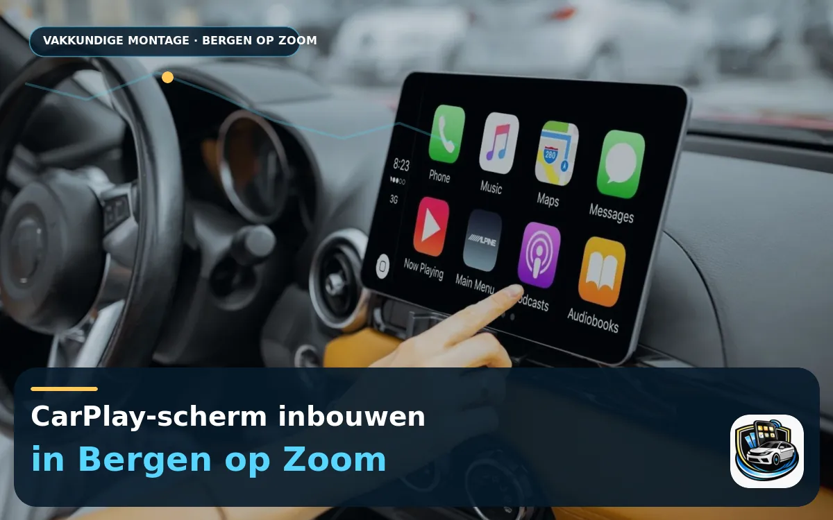 CarPlay scherm laten inbouwen Bergen op Zoom — CarPlay-scherm en smartphone tijdens gebruik