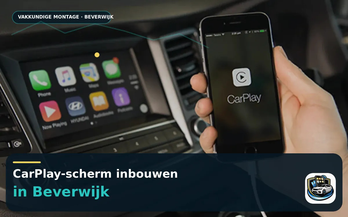 Apple CarPlay en Android Auto inbouwen Beverwijk — CarPlay-scherm en smartphone tijdens gebruik