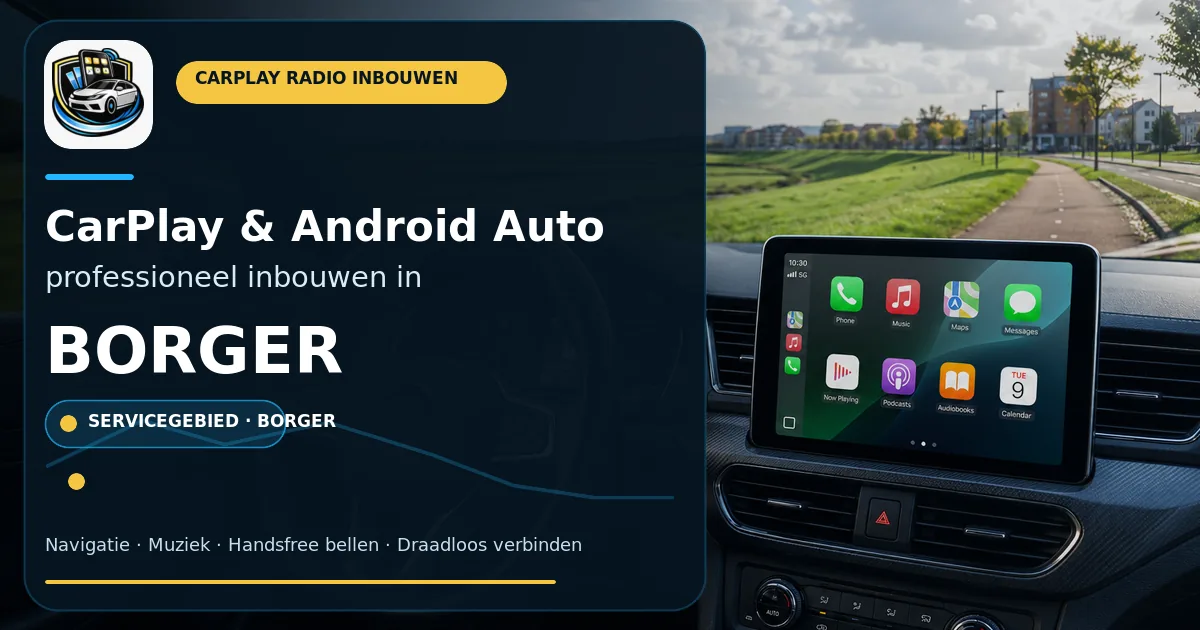 CarPlay inbouwen Borger — CarPlay- en Android Auto-radio in een auto-interieur