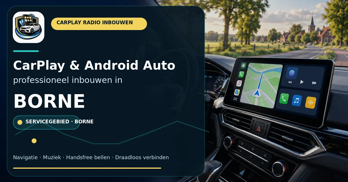 CarPlay inbouwen Borne — CarPlay- en Android Auto-radio in een auto-interieur