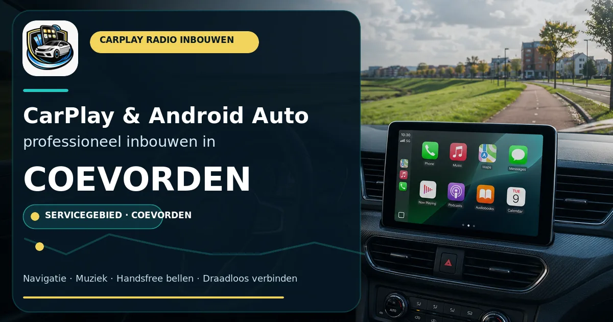 CarPlay inbouwen Coevorden — CarPlay- en Android Auto-radio in een auto-interieur