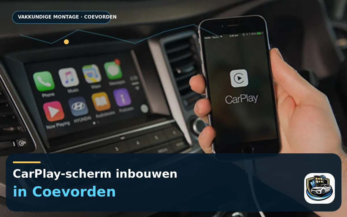 CarPlay inbouwen Coevorden — CarPlay-scherm en smartphone tijdens gebruik