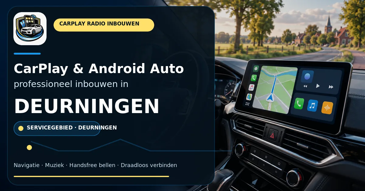 CarPlay inbouwen Deurningen — CarPlay- en Android Auto-radio in een auto-interieur