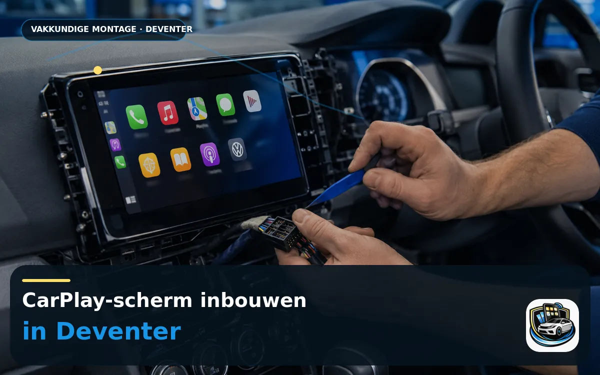 CarPlay inbouwen Deventer — CarPlay-scherm en smartphone tijdens gebruik