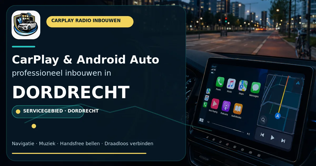 Druk verkeer de baas: CarPlay inbouwen in Dordrecht — CarPlay- en Android Auto-radio in een auto-interieur