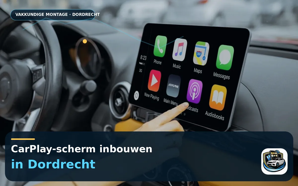 Druk verkeer de baas: CarPlay inbouwen in Dordrecht — CarPlay-scherm en smartphone tijdens gebruik