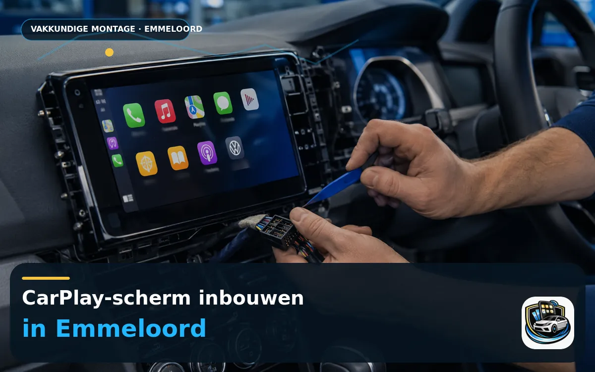 CarPlay scherm laten inbouwen Emmeloord — CarPlay-scherm en smartphone tijdens gebruik