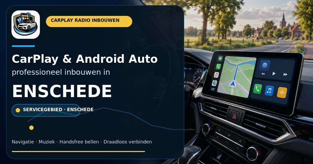 CarPlay inbouwen Enschede — CarPlay- en Android Auto-radio in een auto-interieur