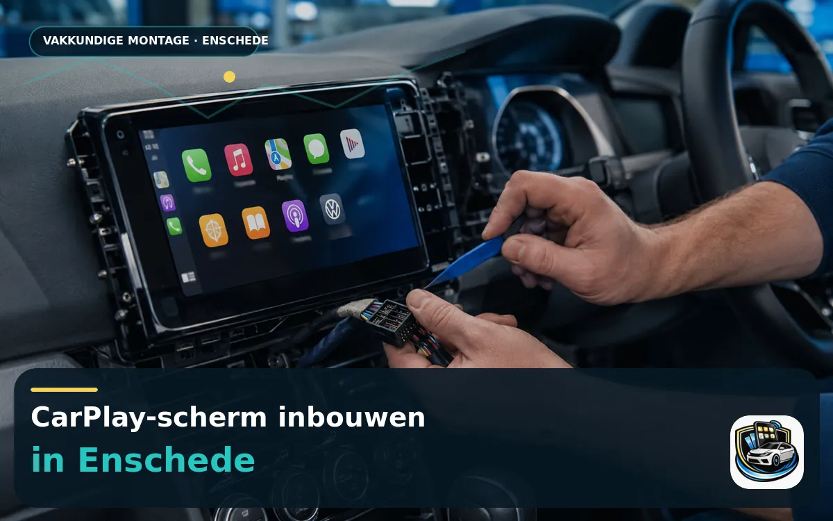 CarPlay inbouwen Enschede — CarPlay-scherm en smartphone tijdens gebruik