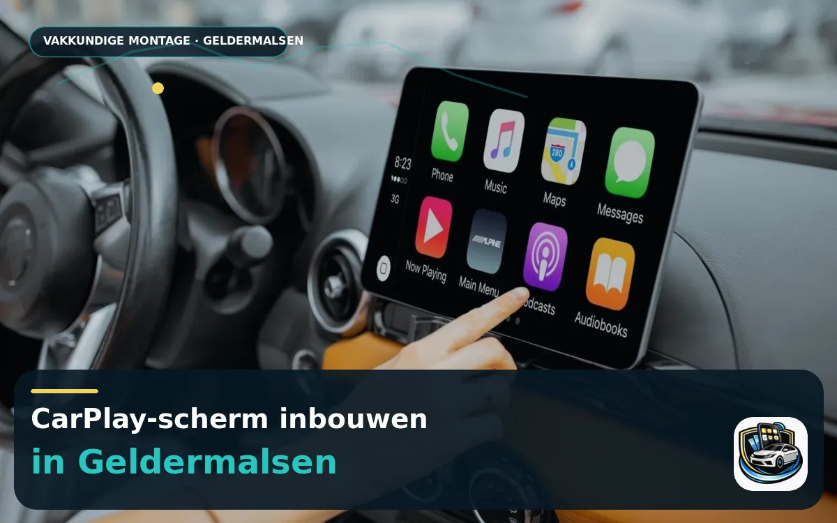 Zelf een scherm gekocht? CarPlay inbouwen in Geldermalsen — CarPlay-scherm en smartphone tijdens gebruik