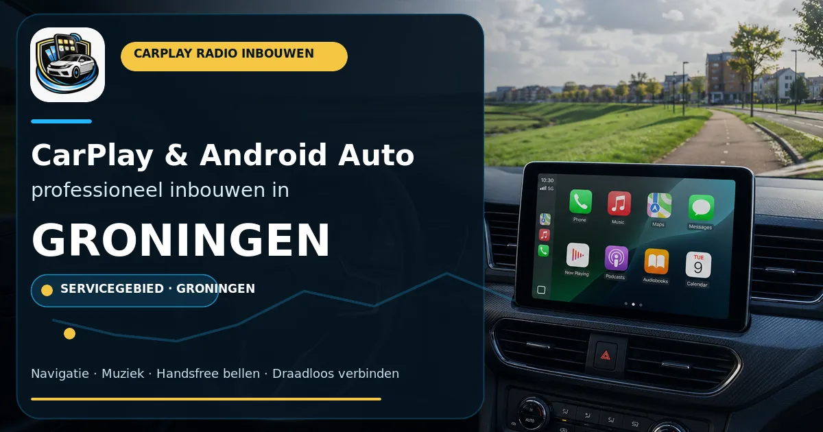 CarPlay en Android Auto inbouwen Groningen — CarPlay- en Android Auto-radio in een auto-interieur