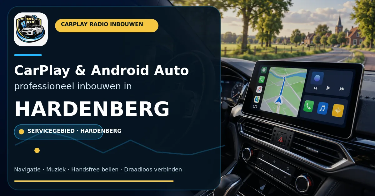 CarPlay inbouwen Hardenberg — CarPlay- en Android Auto-radio in een auto-interieur