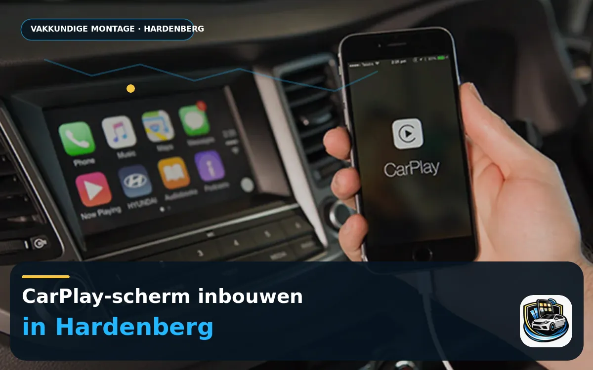 CarPlay inbouwen Hardenberg — CarPlay-scherm en smartphone tijdens gebruik