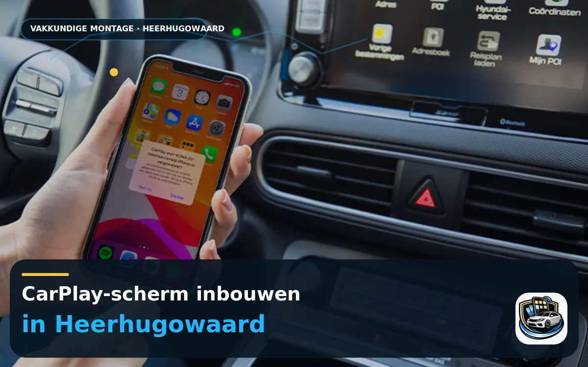 CarPlay scherm laten inbouwen Heerhugowaard — CarPlay-scherm en smartphone tijdens gebruik