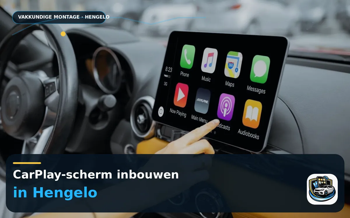 CarPlay inbouwen Hengelo — CarPlay-scherm en smartphone tijdens gebruik