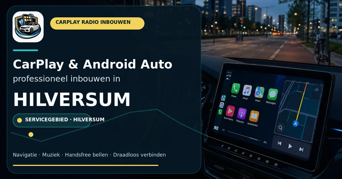 Rijden door de stad met CarPlay inbouwen in Hilversum — CarPlay- en Android Auto-radio in een auto-interieur