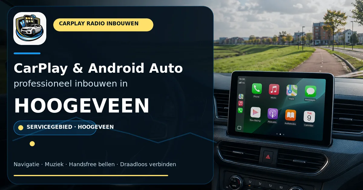 CarPlay inbouwen Hoogeveen — CarPlay- en Android Auto-radio in een auto-interieur