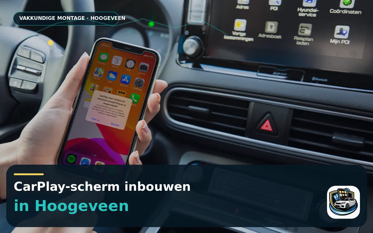 CarPlay inbouwen Hoogeveen — CarPlay-scherm en smartphone tijdens gebruik