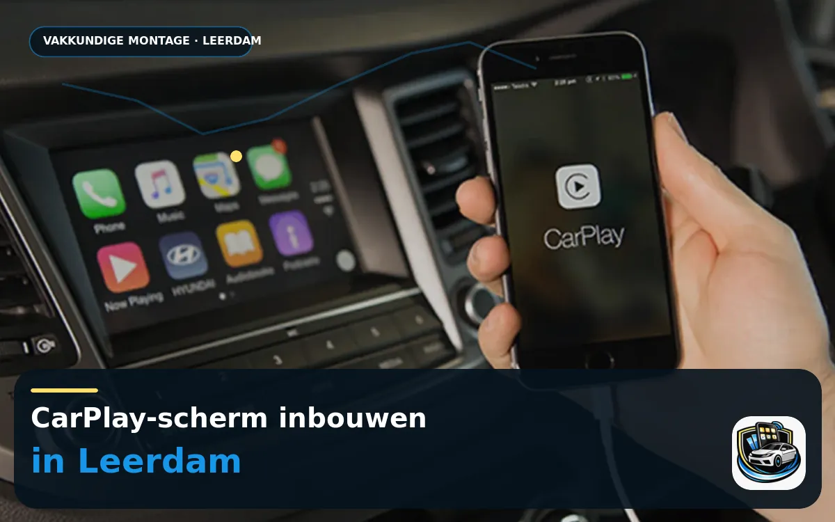 CarPlay inbouwen in Leerdam voor het hele gezin — CarPlay-scherm en smartphone tijdens gebruik