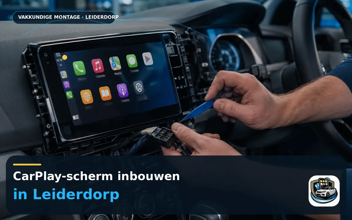 Draadloos de A4 op? CarPlay inbouwen in Leiderdorp — CarPlay-scherm en smartphone tijdens gebruik