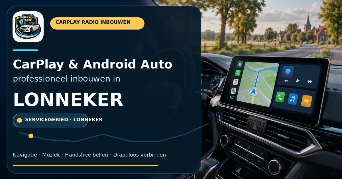 CarPlay inbouwen Lonneker — CarPlay- en Android Auto-radio in een auto-interieur