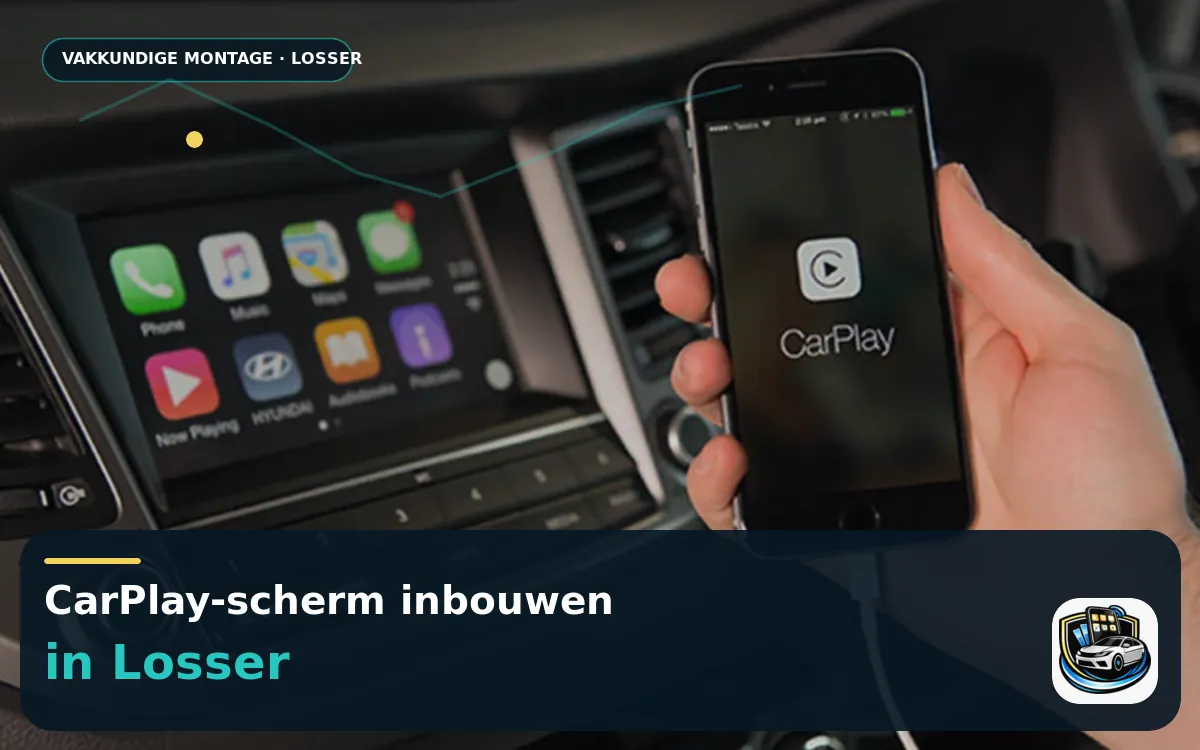 CarPlay inbouwen Losser — CarPlay-scherm en smartphone tijdens gebruik