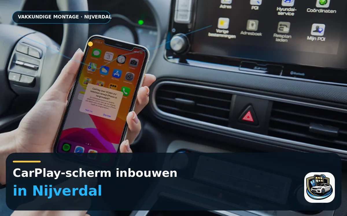 CarPlay inbouwen Nijverdal — CarPlay-scherm en smartphone tijdens gebruik