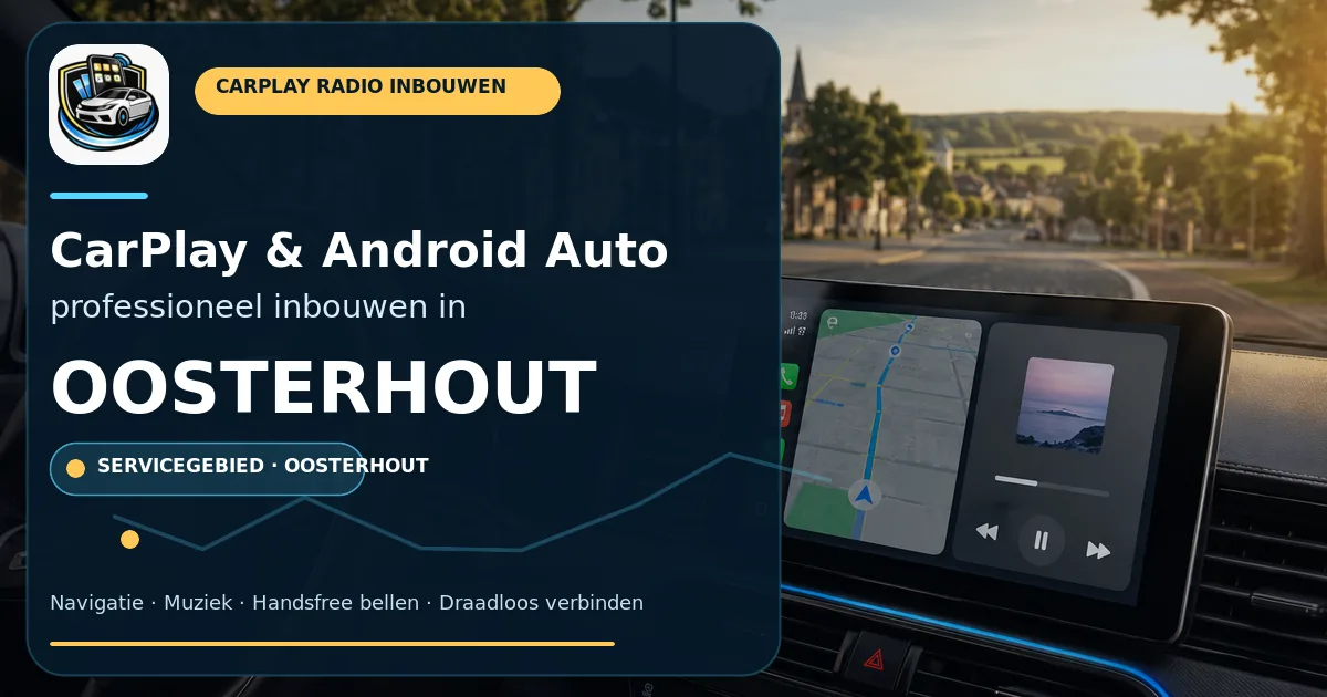 CarPlay scherm laten inbouwen Oosterhout — CarPlay- en Android Auto-radio in een auto-interieur