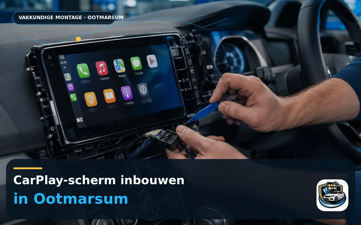CarPlay inbouwen Ootmarsum — CarPlay-scherm en smartphone tijdens gebruik