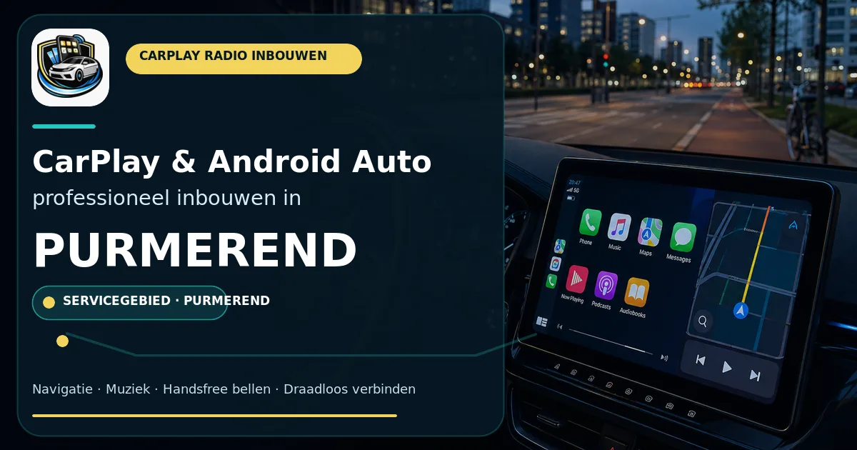 CarPlay inbouwen Purmerend: slimmer forenzen vanuit de stad — CarPlay- en Android Auto-radio in een auto-interieur