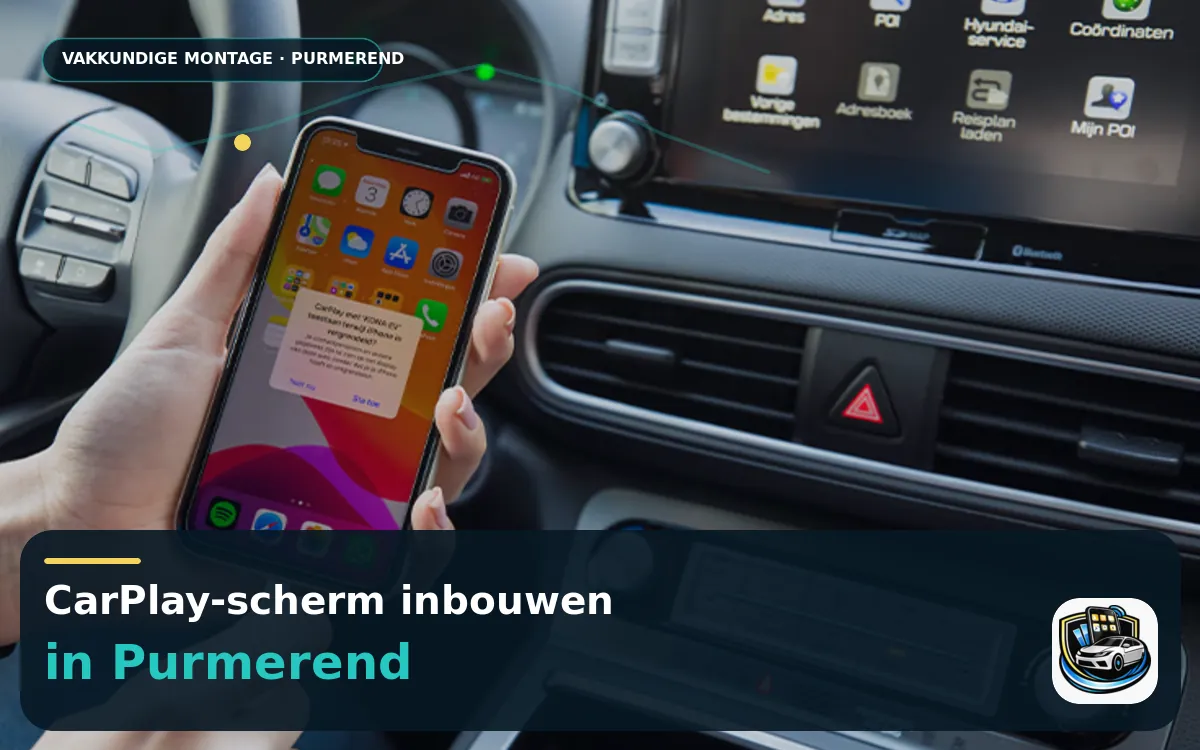 CarPlay inbouwen Purmerend: slimmer forenzen vanuit de stad — CarPlay-scherm en smartphone tijdens gebruik
