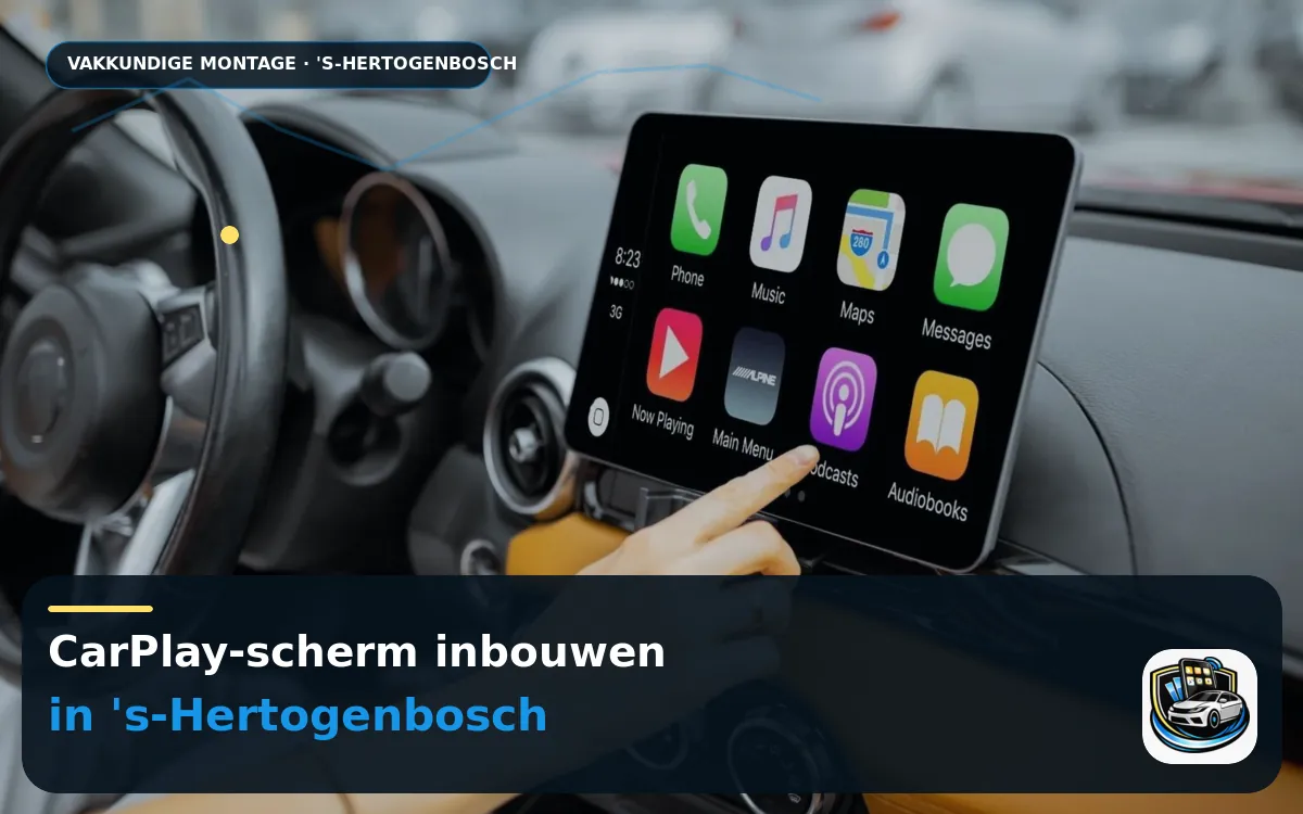 CarPlay inbouwen in 's-Hertogenbosch: rustiger door het stadsverkeer — CarPlay-scherm en smartphone tijdens gebruik