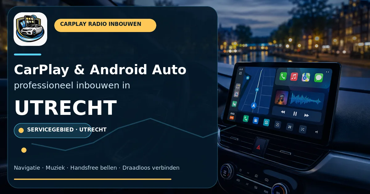 CarPlay inbouwen Ameide: rustig rijden langs de Lek — CarPlay- en Android Auto-radio in een auto-interieur