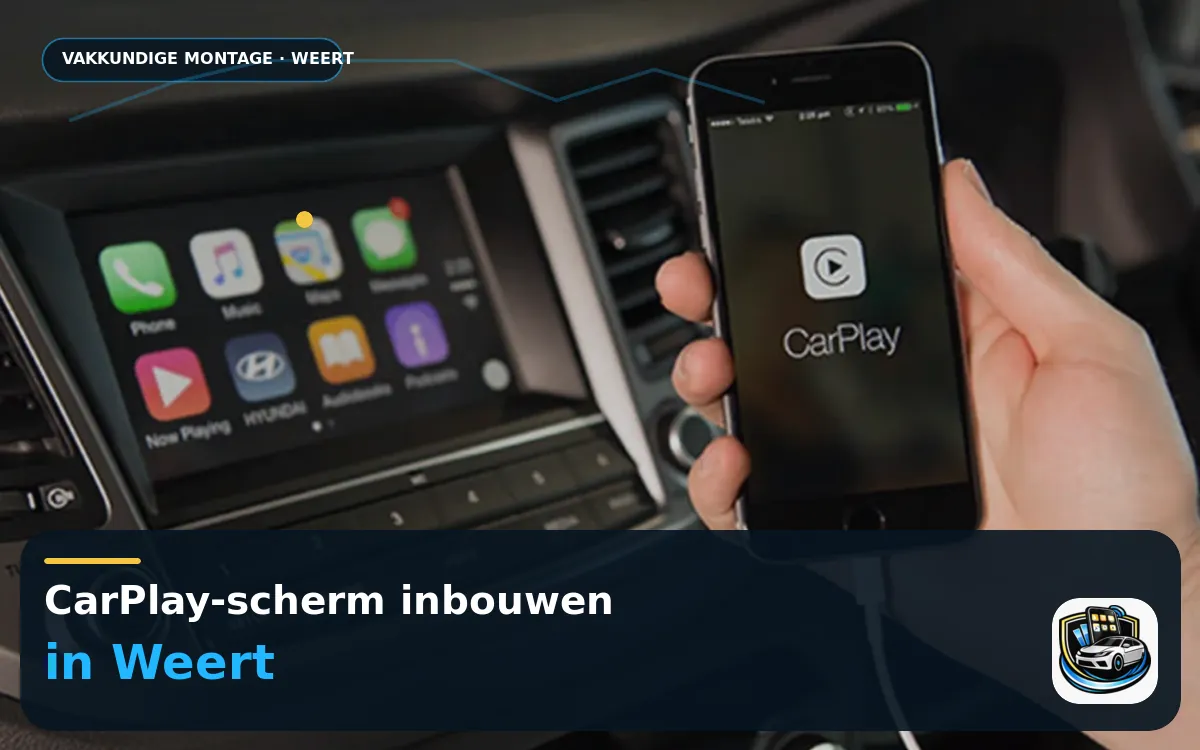 CarPlay scherm laten inbouwen Weert — CarPlay-scherm en smartphone tijdens gebruik