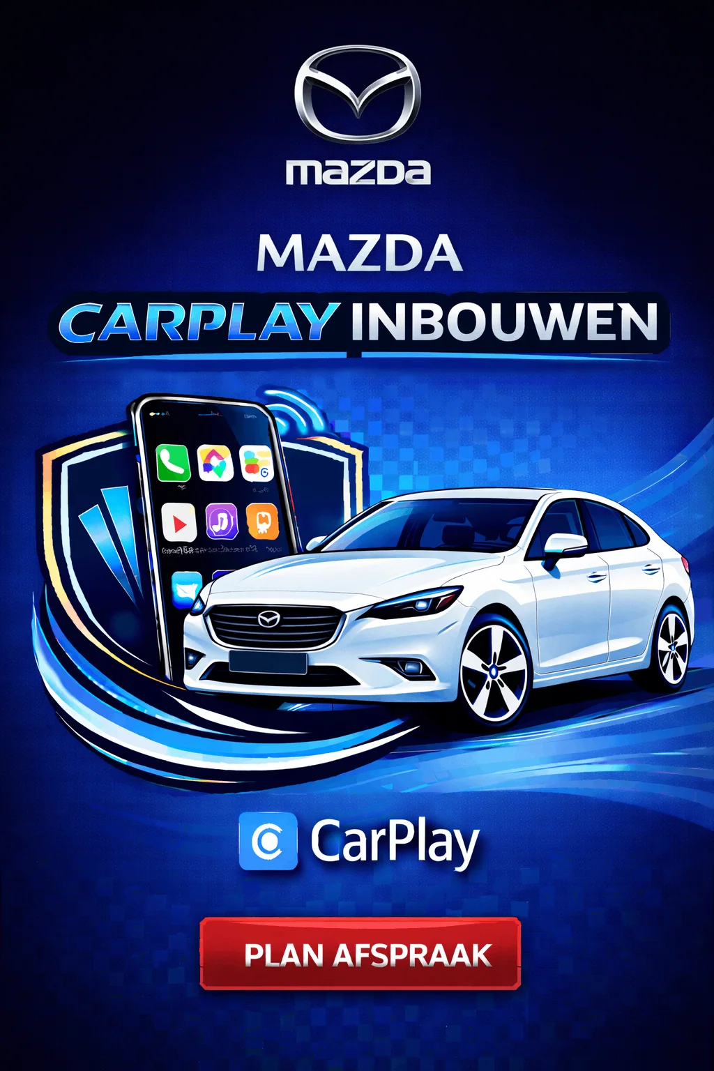 Luxe Mazda interieur met MZD Connect scherm en CarPlay functionaliteit