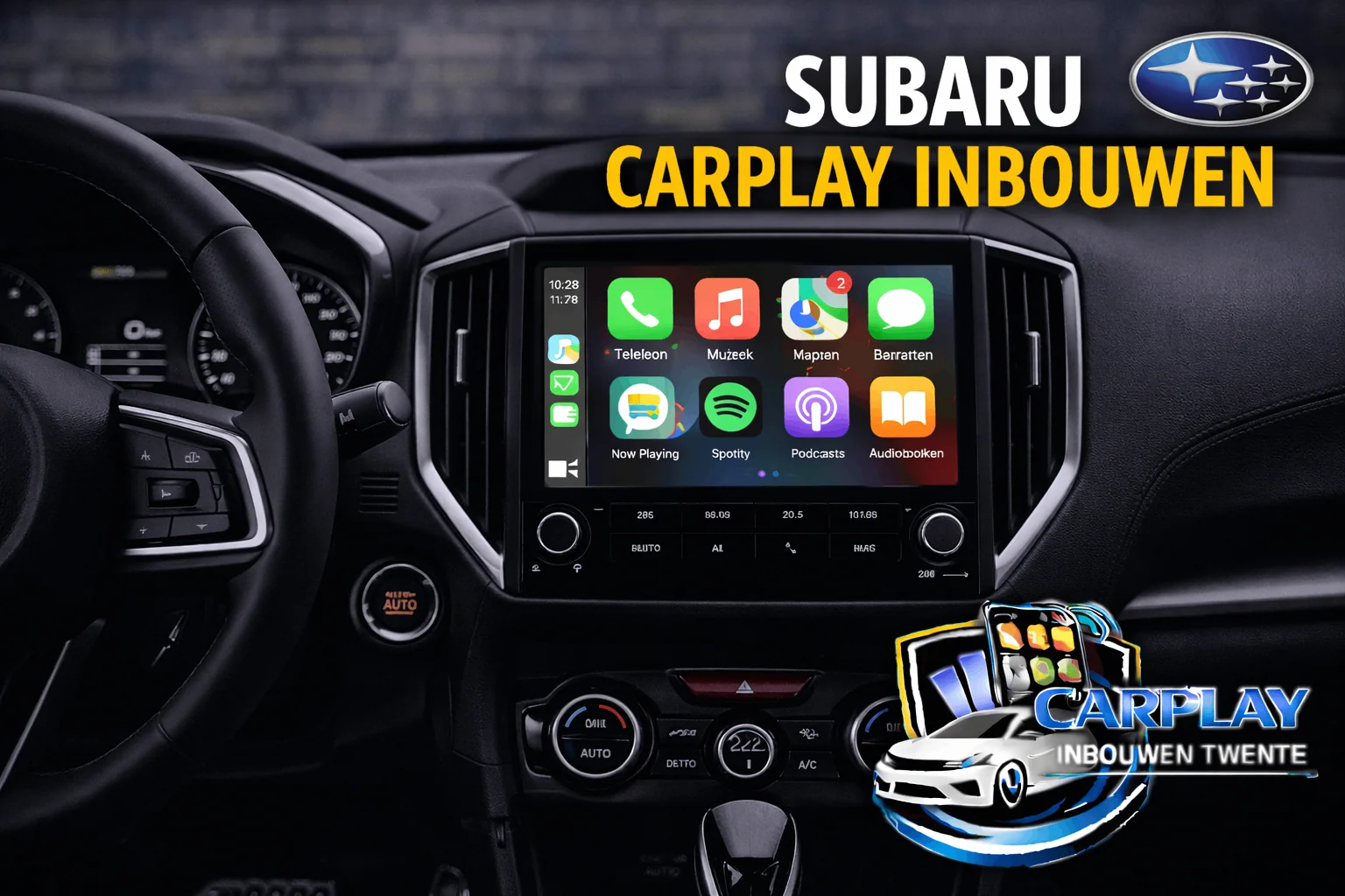 Close-up van Subaru XV dashboard met nieuw CarPlay scherm
