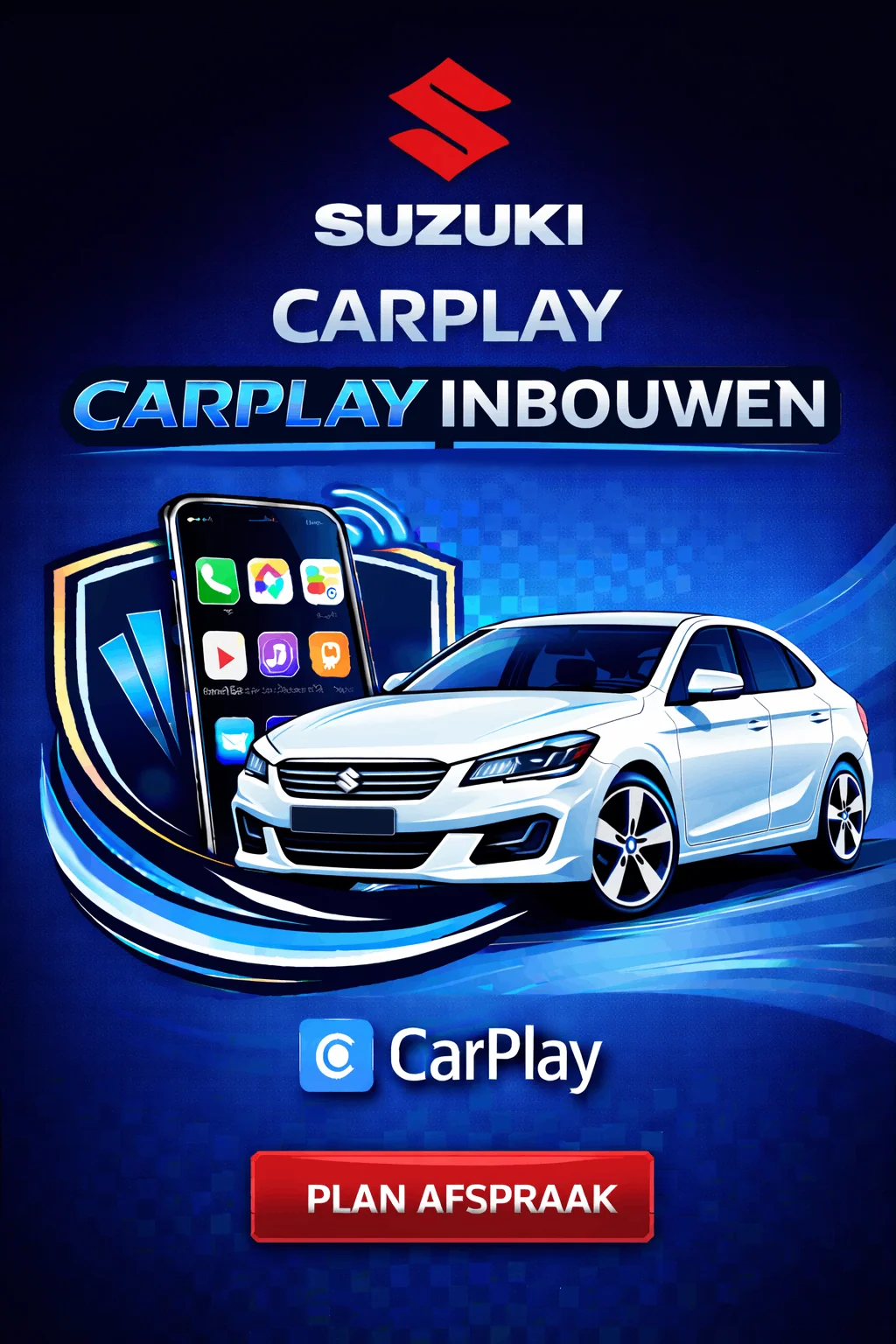 Suzuki Swift interieur met modern CarPlay touchscreen